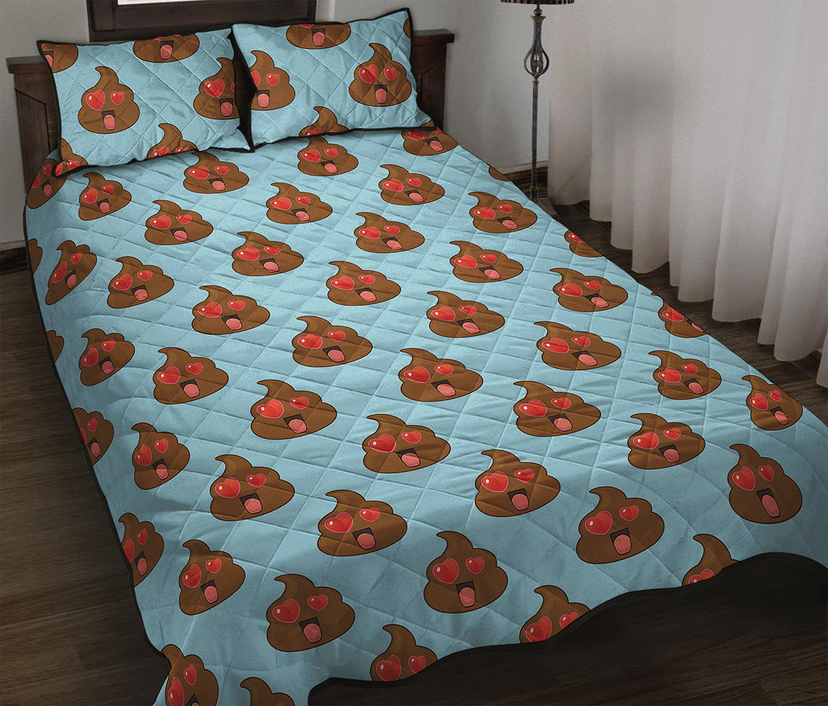 Lovely Poop Pattern Print Quilt Bed Set