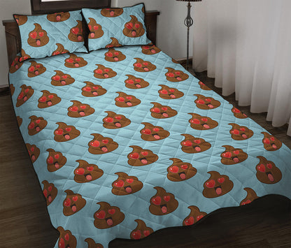 Lovely Poop Pattern Print Quilt Bed Set