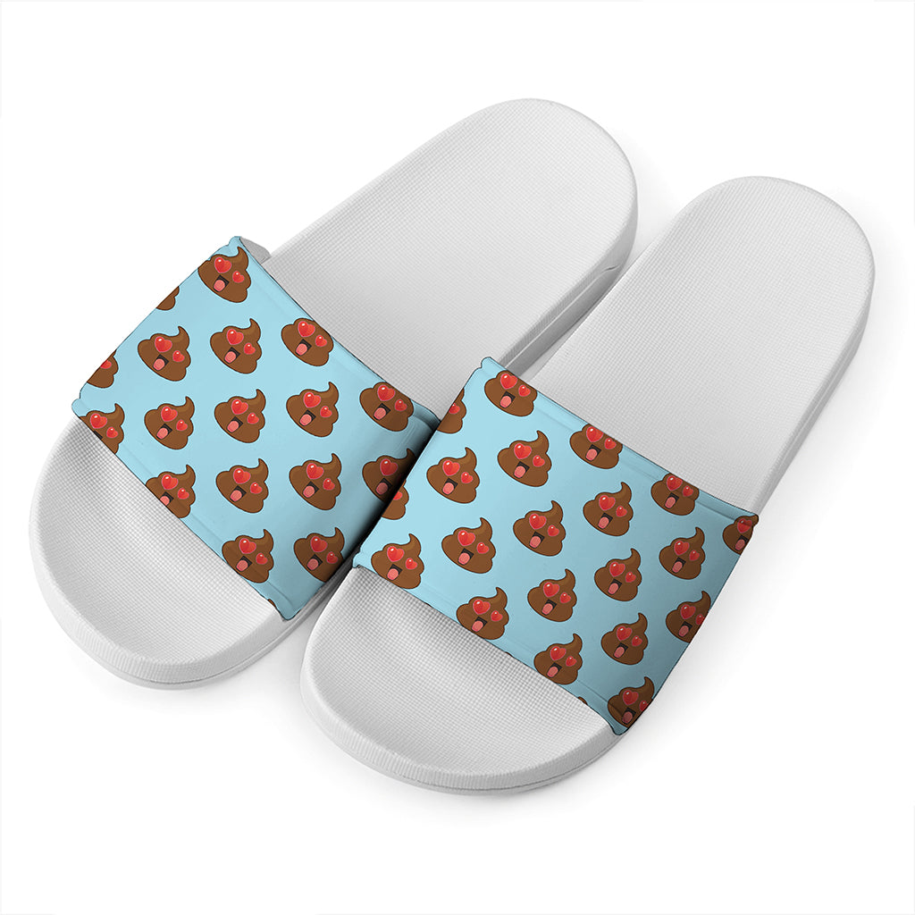 Lovely Poop Pattern Print White Slide Sandals