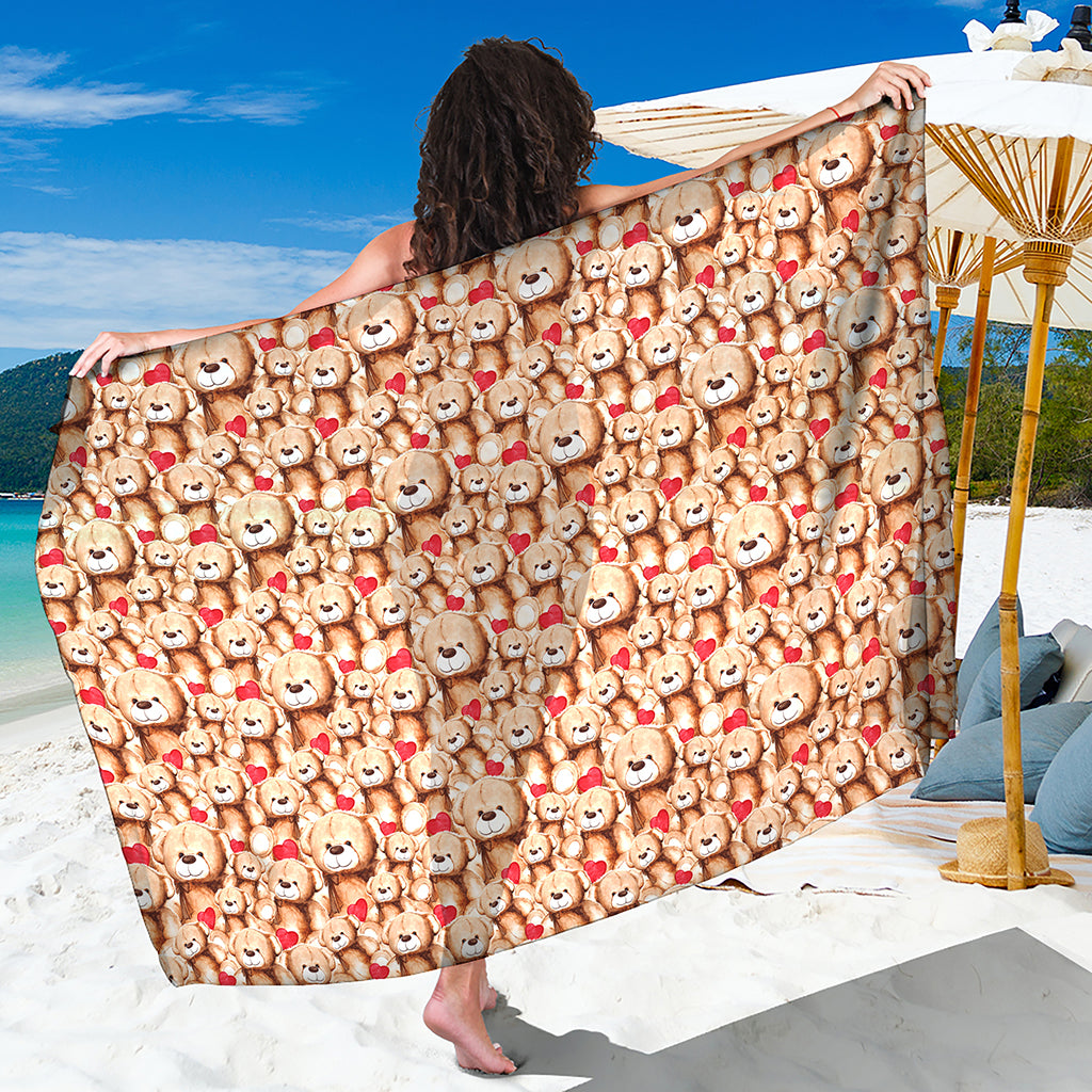 Lovely Teddy Bear Pattern Print Beach Sarong Wrap