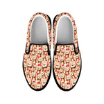 Lovely Teddy Bear Pattern Print Black Slip On Shoes