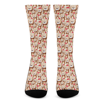 Lovely Teddy Bear Pattern Print Crew Socks
