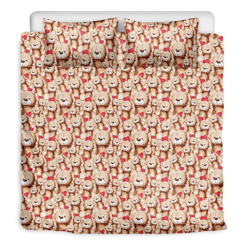 Lovely Teddy Bear Pattern Print Duvet Cover Bedding Set