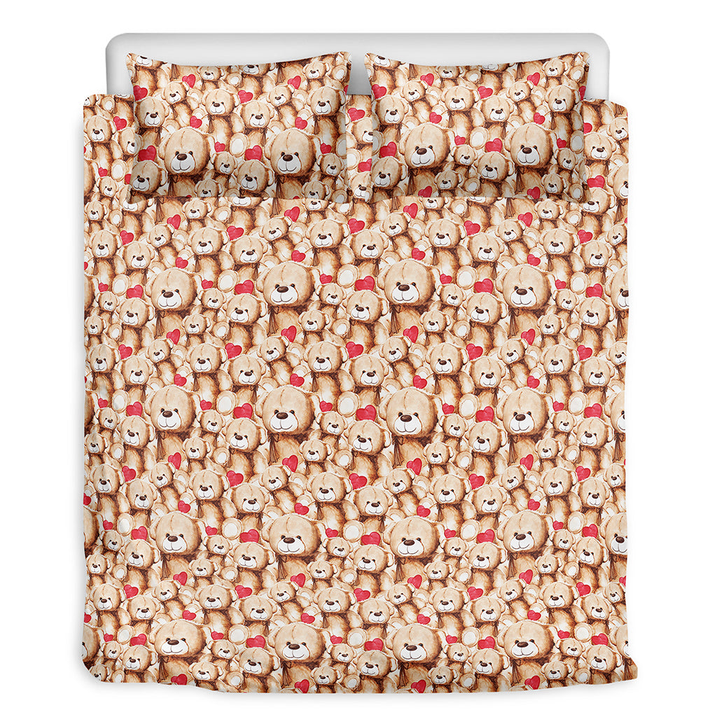 Lovely Teddy Bear Pattern Print Duvet Cover Bedding Set
