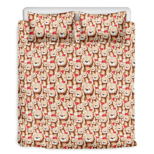 Lovely Teddy Bear Pattern Print Duvet Cover Bedding Set