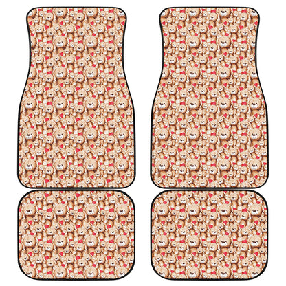 Lovely Teddy Bear Pattern Print Front and Back Car Floor Mats