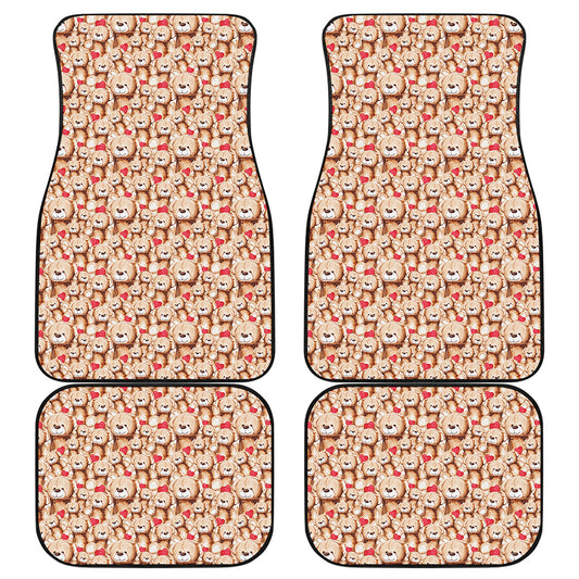 Lovely Teddy Bear Pattern Print Front and Back Car Floor Mats