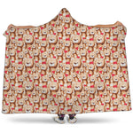 Lovely Teddy Bear Pattern Print Hooded Blanket