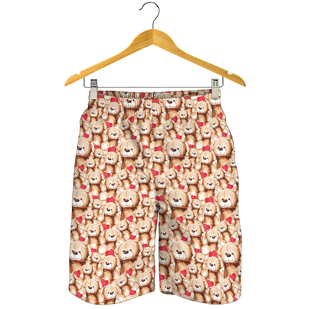 Lovely Teddy Bear Pattern Print Men's Shorts