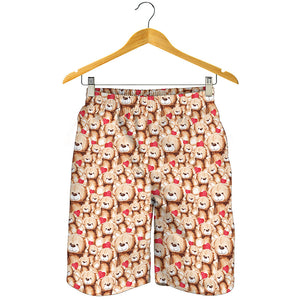 Lovely Teddy Bear Pattern Print Men's Shorts