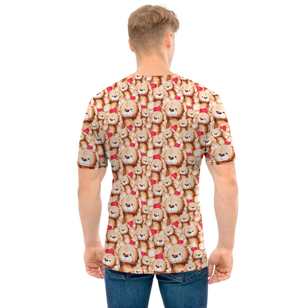 Lovely Teddy Bear Pattern Print Men's T-Shirt