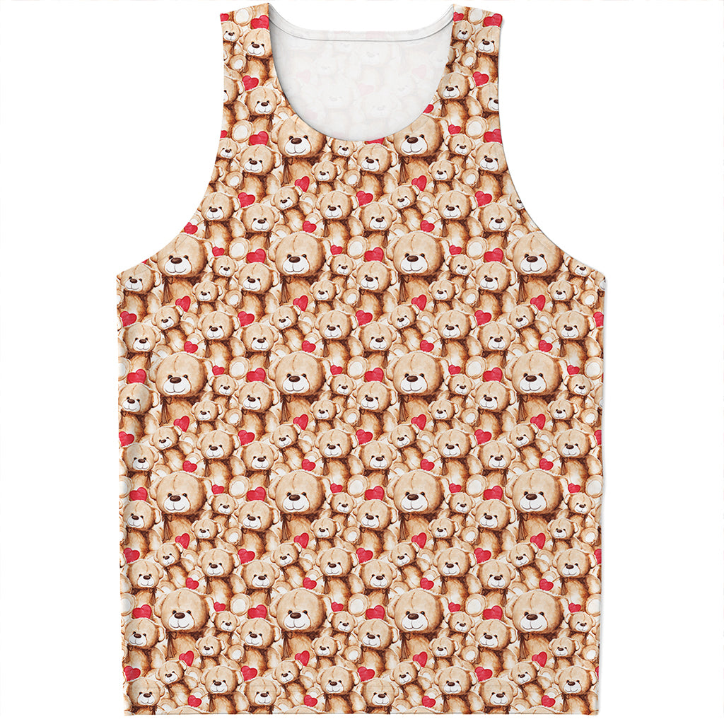 Lovely Teddy Bear Pattern Print Men's Tank Top