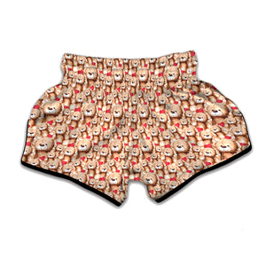 Lovely Teddy Bear Pattern Print Muay Thai Boxing Shorts