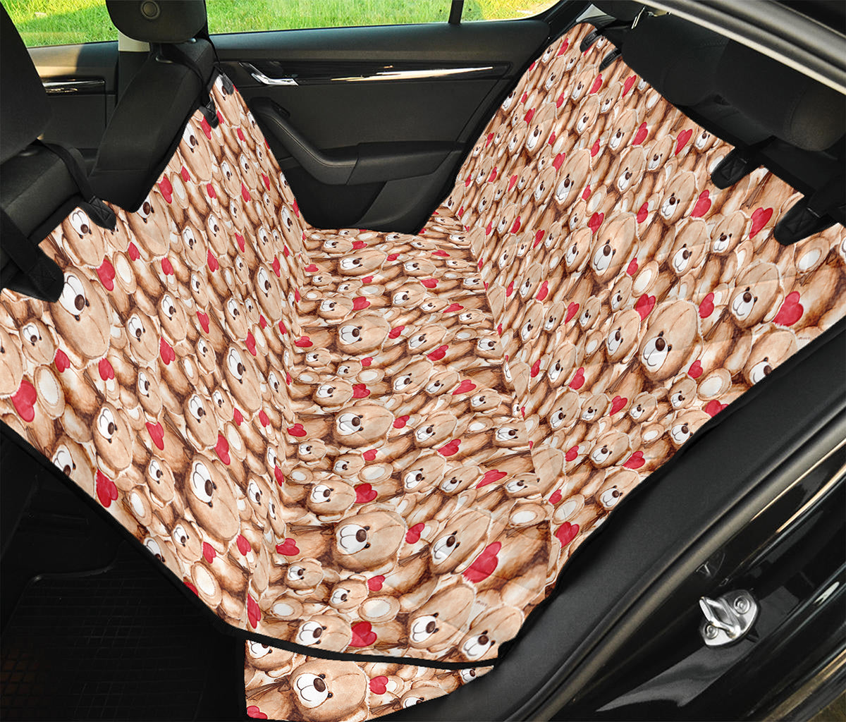 Lovely Teddy Bear Pattern Print Pet Car Back Seat Cover