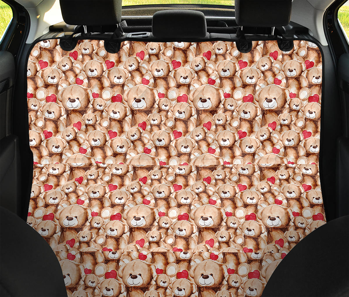 Lovely Teddy Bear Pattern Print Pet Car Back Seat Cover