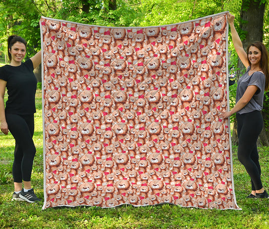 Lovely Teddy Bear Pattern Print Quilt