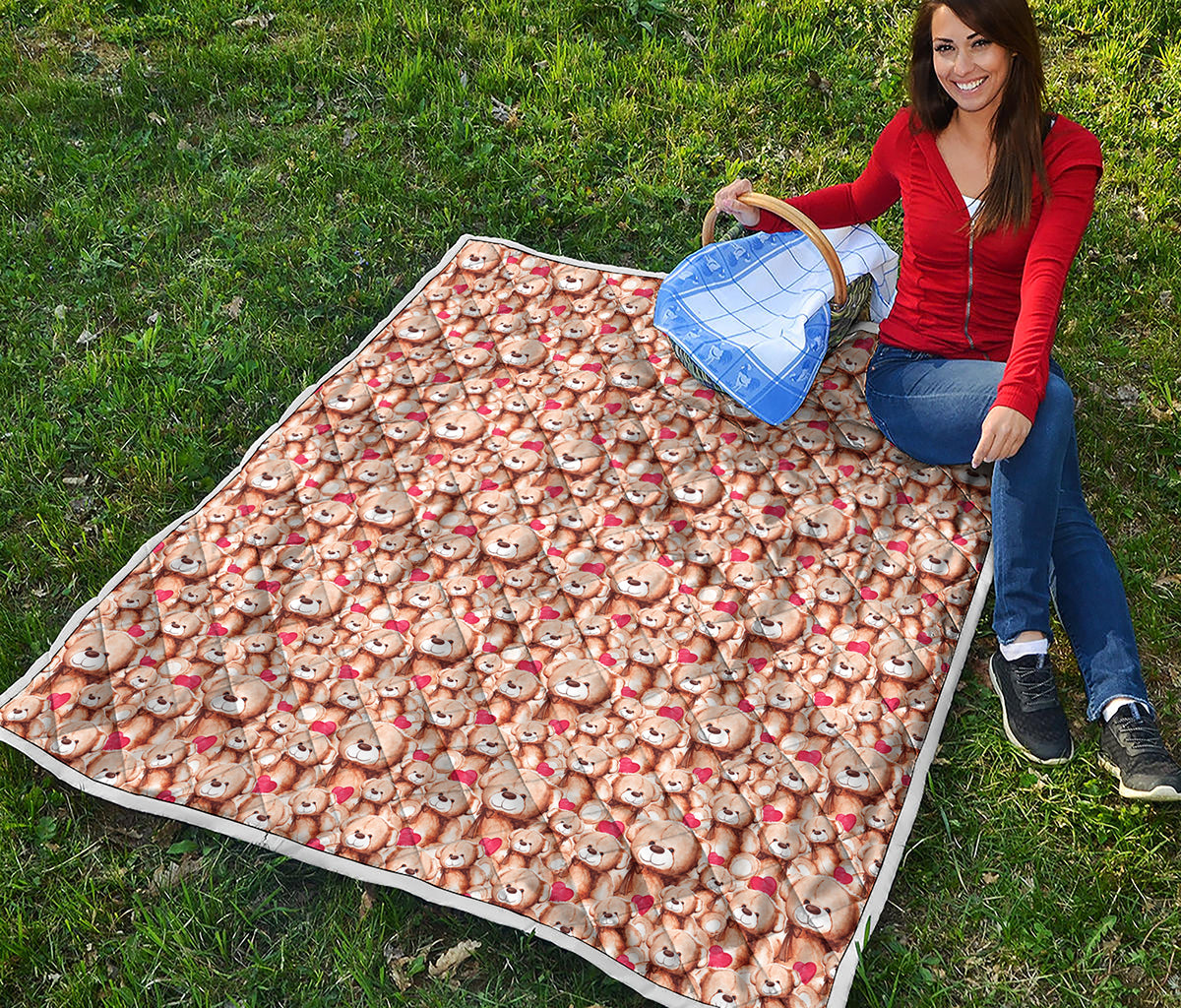 Lovely Teddy Bear Pattern Print Quilt