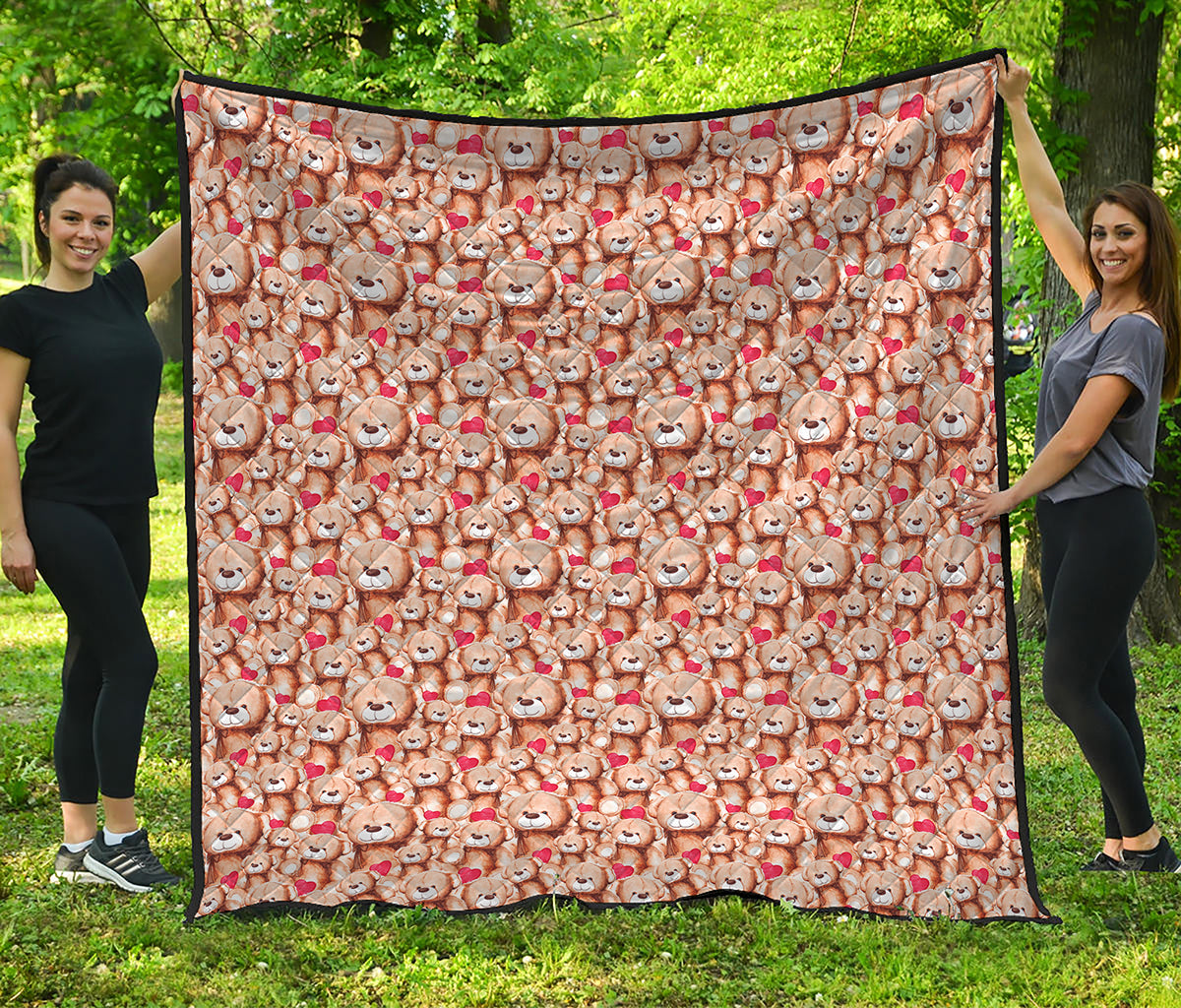 Lovely Teddy Bear Pattern Print Quilt