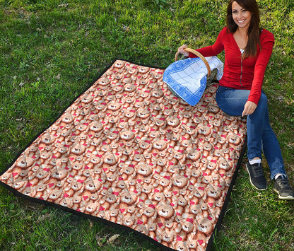 Lovely Teddy Bear Pattern Print Quilt