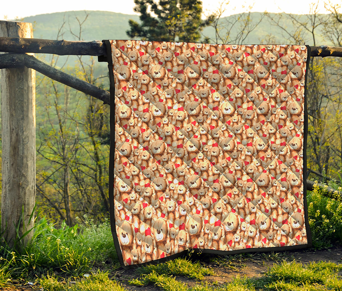 Lovely Teddy Bear Pattern Print Quilt