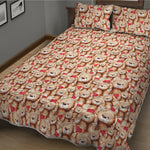 Lovely Teddy Bear Pattern Print Quilt Bed Set