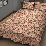 Lovely Teddy Bear Pattern Print Quilt Bed Set