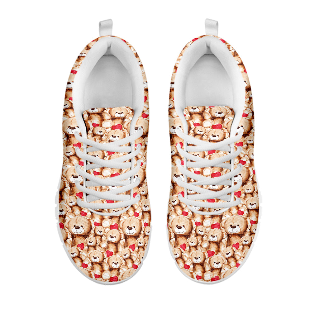 Lovely Teddy Bear Pattern Print White Sneakers