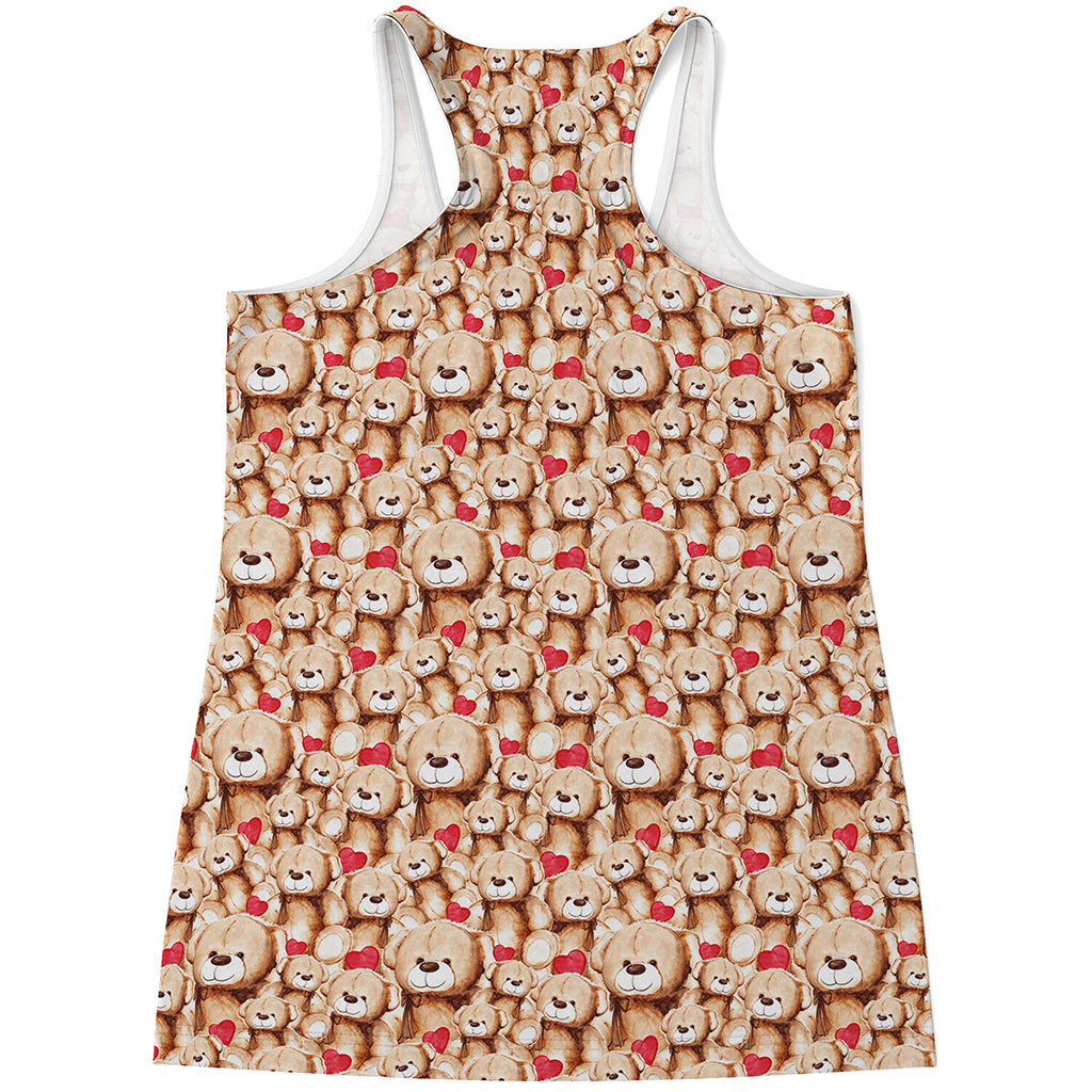 Lovely Teddy Bear Pattern Print Women's Racerback Tank Top
