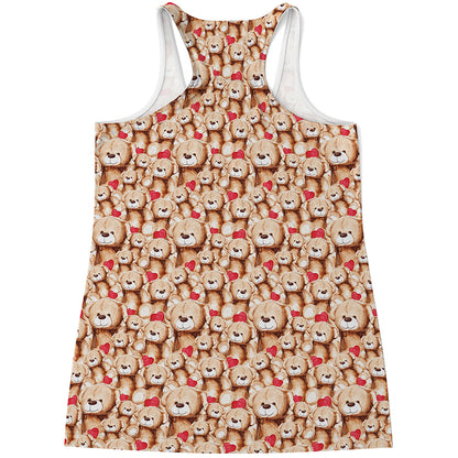 Lovely Teddy Bear Pattern Print Women's Racerback Tank Top