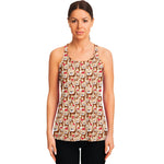 Lovely Teddy Bear Pattern Print Women's Racerback Tank Top