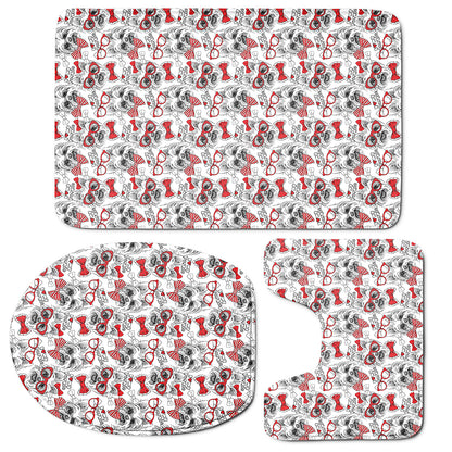 Lovely Yorkshire Terrier Pattern Print 3 Piece Bath Mat Set