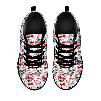 Lovely Yorkshire Terrier Pattern Print Black Sneakers