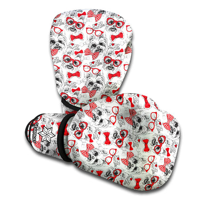 Lovely Yorkshire Terrier Pattern Print Boxing Gloves