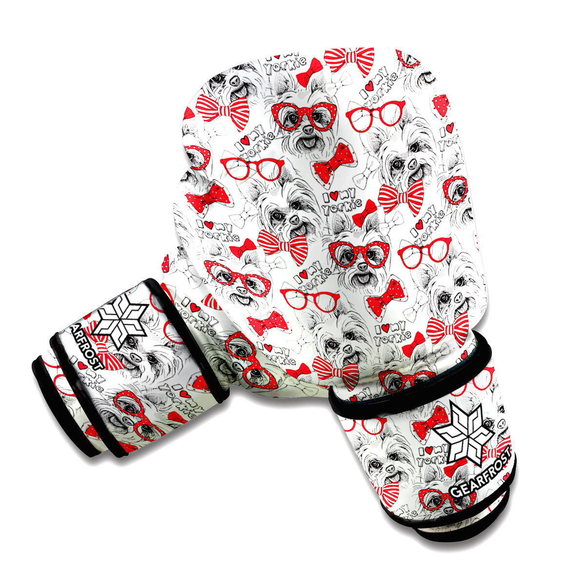 Lovely Yorkshire Terrier Pattern Print Boxing Gloves