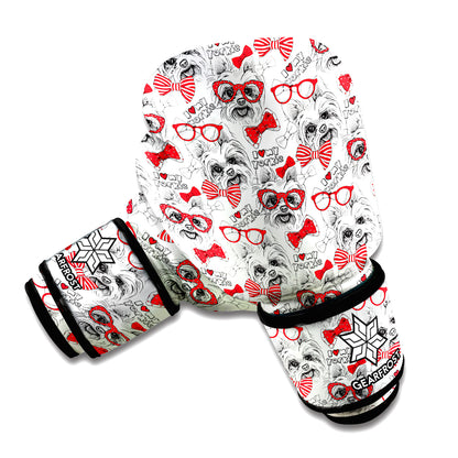 Lovely Yorkshire Terrier Pattern Print Boxing Gloves