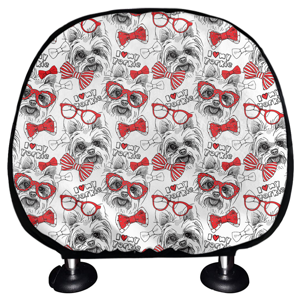 Lovely Yorkshire Terrier Pattern Print Car Headrest Covers