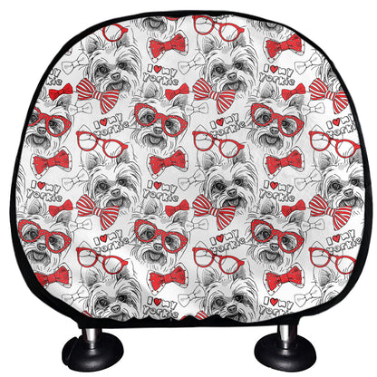 Lovely Yorkshire Terrier Pattern Print Car Headrest Covers