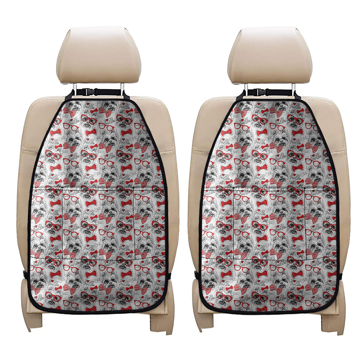Lovely Yorkshire Terrier Pattern Print Car Seat Organizers