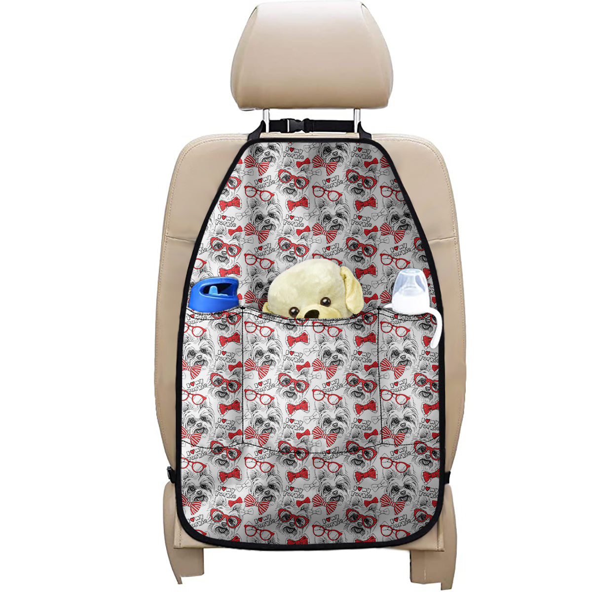 Lovely Yorkshire Terrier Pattern Print Car Seat Organizers