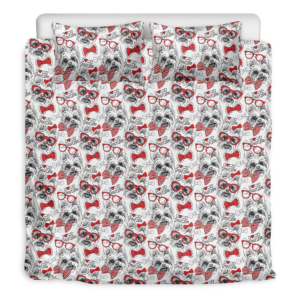 Lovely Yorkshire Terrier Pattern Print Duvet Cover Bedding Set