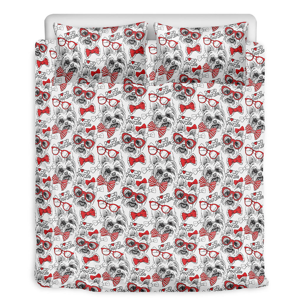 Lovely Yorkshire Terrier Pattern Print Duvet Cover Bedding Set
