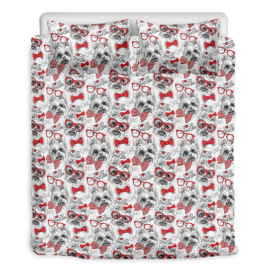 Lovely Yorkshire Terrier Pattern Print Duvet Cover Bedding Set