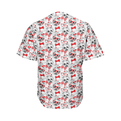 Lovely Yorkshire Terrier Pattern Print Men's Baseball Jersey