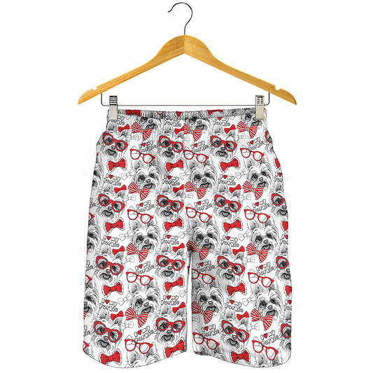 Lovely Yorkshire Terrier Pattern Print Men's Shorts