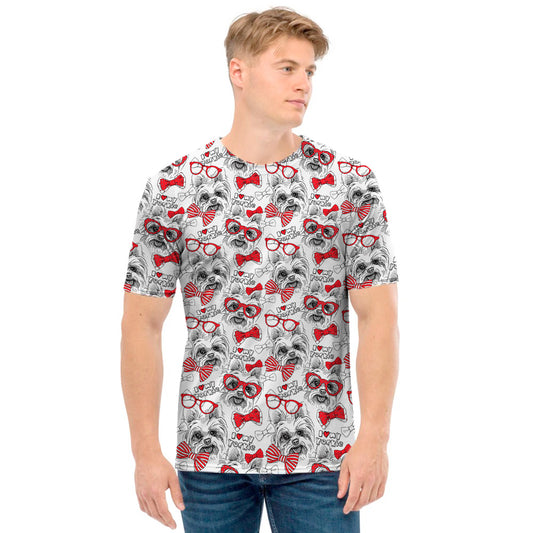 Lovely Yorkshire Terrier Pattern Print Men's T-Shirt