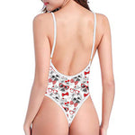 Lovely Yorkshire Terrier Pattern Print One Piece High Cut Swimsuit