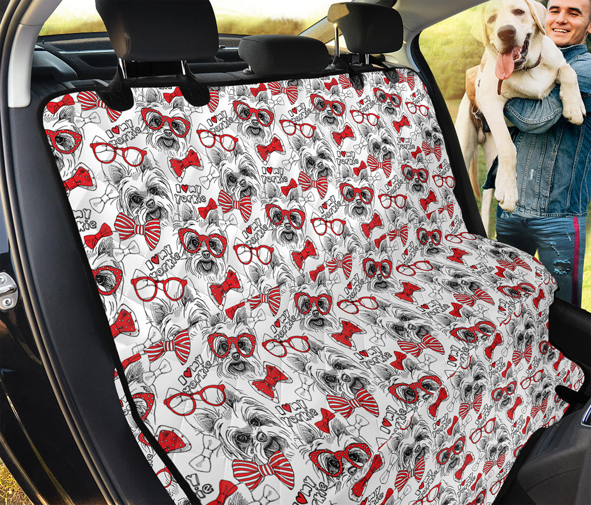 Lovely Yorkshire Terrier Pattern Print Pet Car Back Seat Cover