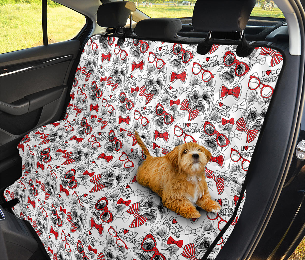 Lovely Yorkshire Terrier Pattern Print Pet Car Back Seat Cover