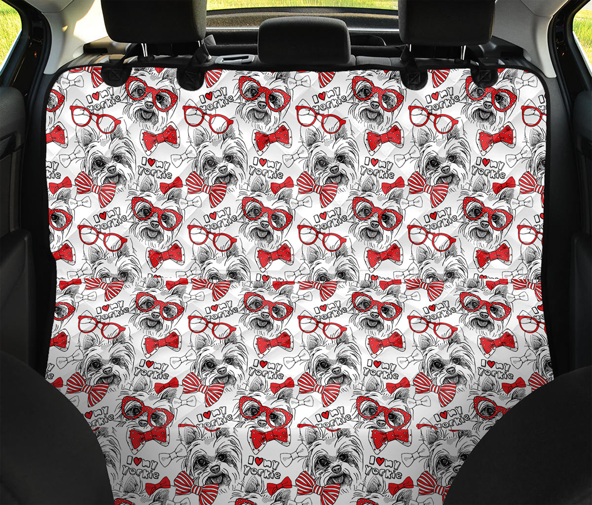 Lovely Yorkshire Terrier Pattern Print Pet Car Back Seat Cover