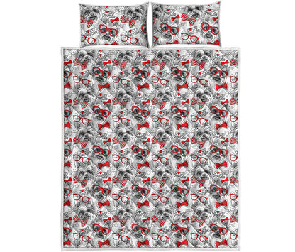 Lovely Yorkshire Terrier Pattern Print Quilt Bed Set